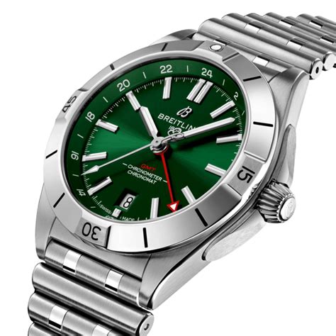 breitling chronomat automatic gmt 40 green dial|eb0134101m1s1.